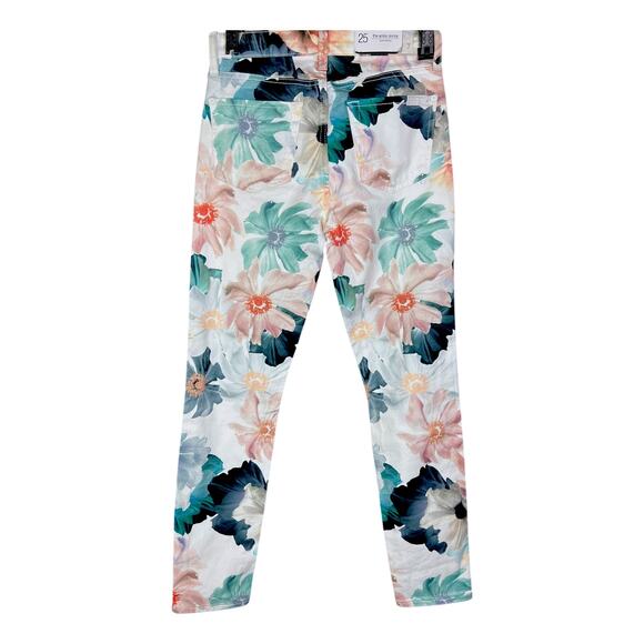 NWT 7 For All Mankind Ankle Skinny Floral Jeans Pants Size 25 $195 Retail - Picture 2 of 6
